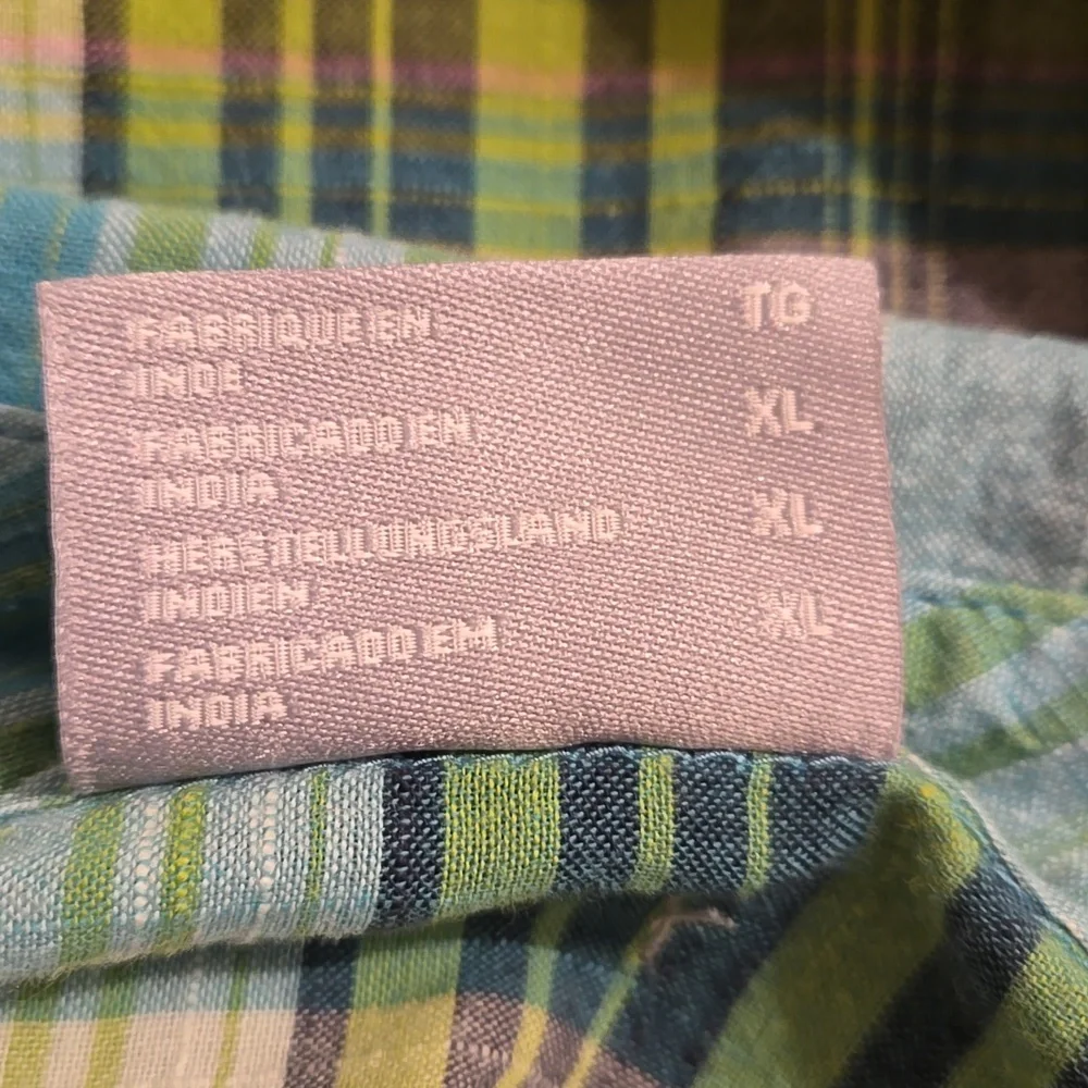 Columbia green and yellow plaid cotton button-down shirt Sz XL - Picture 9 of 10